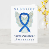 Blue Awareness Ribbon Angel Gepersonaliseerd Card Kaart (Gele Bloem)