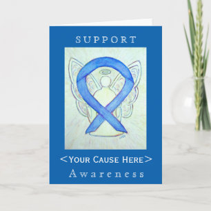 Blue Awareness Ribbon Angel Gepersonaliseerd Card Kaart