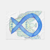 Blue Awareness Ribbon Angel Hope and Cure Blanket Fleece Deken (Voorkant (Horizontaal))