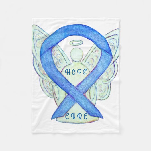 Blue Awareness Ribbon Angel Hope and Cure Blanket Fleece Deken (Voorkant)