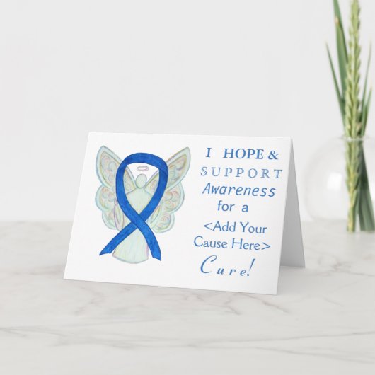 Blue Awareness Ribbon Angel - Kaarten voor aangepa (Voorkant)
