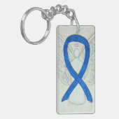 Blue Awareness Ribbon Angel Key chain Sleutelhanger (Voorkant Links)