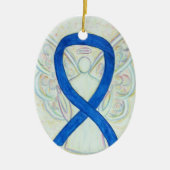 Blue Awareness Ribbon Angel Pendant Ornament (Voorkant)