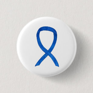 Blue Awareness Ribbon Art Gepersonaliseerd Message Ronde Button 3,2 Cm