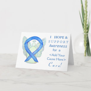 Blue Awareness Ribbon Custom Angel-kaarten Kaart