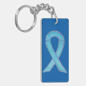 Blue Awareness Ribbon Custom Art Sleutelhanger (Voorkant Links)
