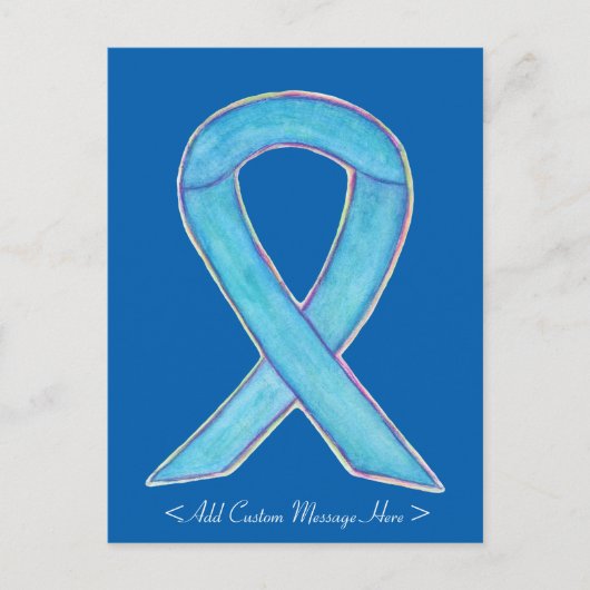 Blue Awareness Ribbon Custom Briefkaart (Voorkant)