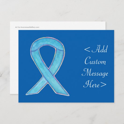 Blue Awareness Ribbon Custom Briefkaart (Voorkant / Achterkant)