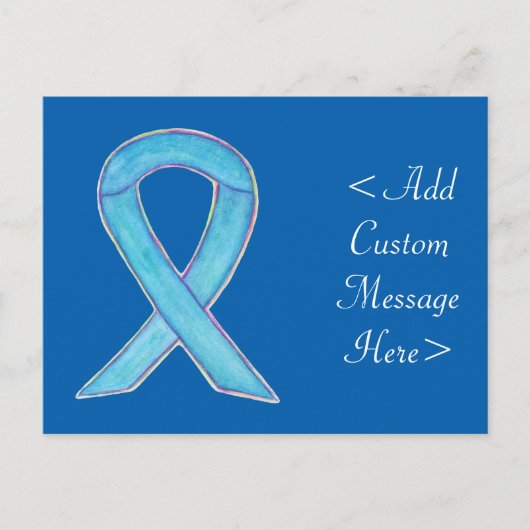 Blue Awareness Ribbon Custom Briefkaart (Voorkant)