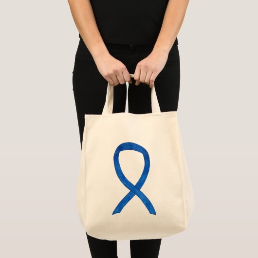 Blue Awareness Ribbon Custom Canvas tas (Voorkant (product))