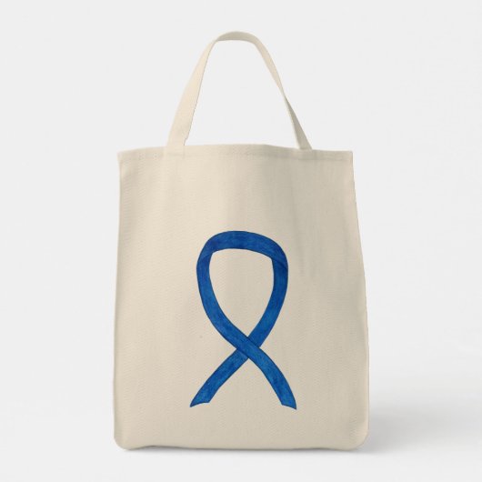 Blue Awareness Ribbon Custom Canvas tas (Achterkant)