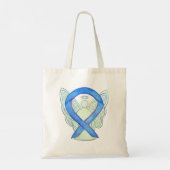 Blue Awareness Ribbon Custom Canvas tas (Achterkant)