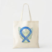 Blue Awareness Ribbon Custom Canvas tas (Voorkant)