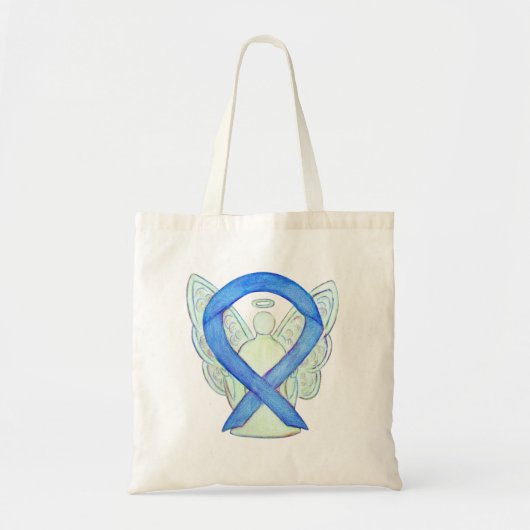 Blue Awareness Ribbon Custom Canvas tas (Voorkant)