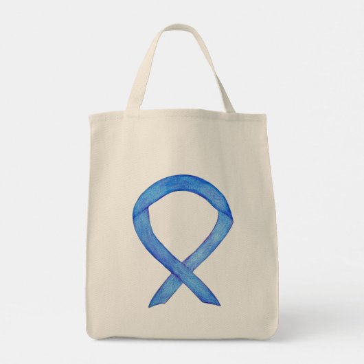 Blue Awareness Ribbon Custom Canvas tas (Achterkant)