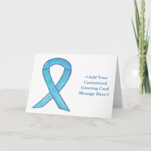 Blue Awareness Ribbon Custom Note-kaarten Kaart (Voorkant)