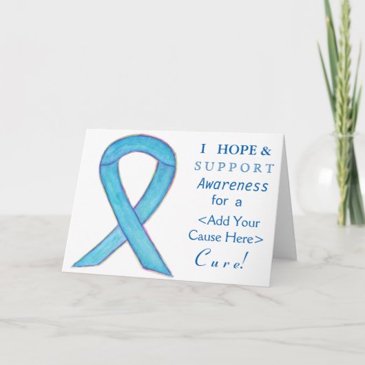 Blue Awareness Ribbon Custom Oorzaak Note-kaarten Kaart (Voorkant)