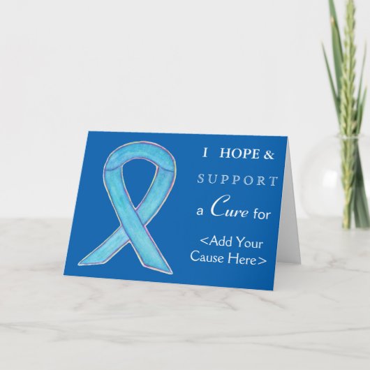 Blue Awareness Ribbon Custom Want Note-kaarten Kaart (Voorkant)