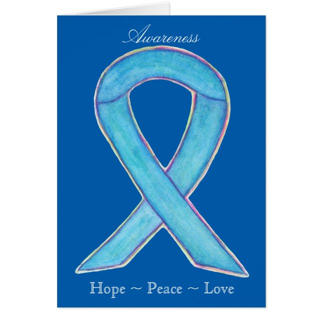 Blue Awareness Ribbon Custom Wenskaart (Voorkant)