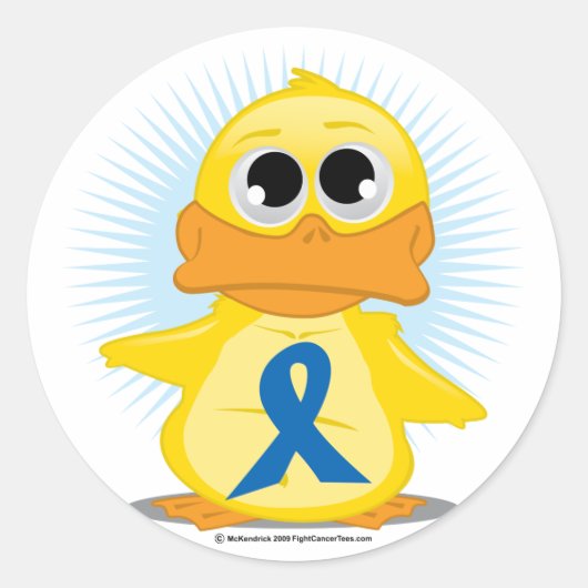 Blue Awareness Ribbon Duck Ronde Sticker (Voorkant)