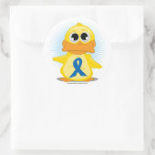 Blue Awareness Ribbon Duck Ronde Sticker (Tas)