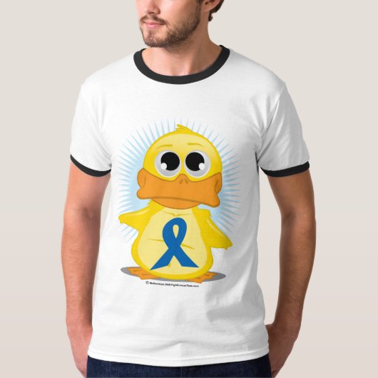 Blue Awareness Ribbon Duck T-shirt (Voorkant)
