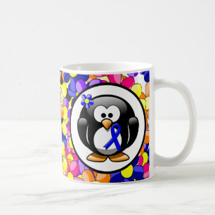Blue Awareness Ribbon Penguin Koffiemok