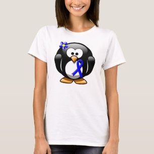 Blue Awareness Ribbon Penguin T-shirt