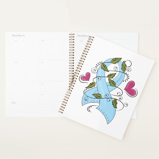 Blue Awareness Ribbon Spiral Planner