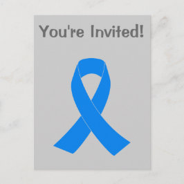 Blue Awareness Ribbon Uitnodiging Briefkaart