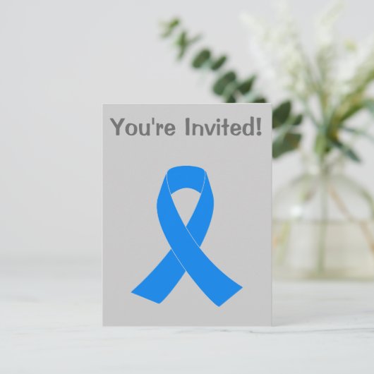 Blue Awareness Ribbon Uitnodiging Briefkaart (Staand voorkant)