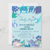 BLUE AXOLOTL Baby shower Uitnodigingsjongen Kaart (Voorkant)