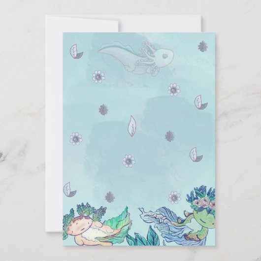 BLUE AXOLOTL Baby shower Uitnodigingsjongen Kaart (Achterkant)