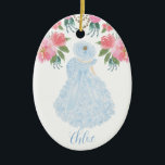 Blue Azalea Trail Maid Waterverf Keramisch Ornamen Keramisch Ornament<br><div class="desc">Ontwerp gebaseerd op een origineel waterverf schilderij van de winkeleigenaar. Trail maids zijn de ambassadeurs voor de stad Mobile, Al. Dit ontwerp is gemaakt van mijn waterverf schilderijen. Geaccentueerd met waterverf bloemen en gebladerte om de prachtige, iconische stad ambassadeurs lijst. De blauwe jurk, parasol en ruffled pet zijn onmiskenbaar. Pas...</div>