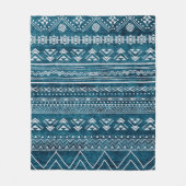 Blue Aztec Tribal Geometric Pattern Fleece Deken (Voorkant)