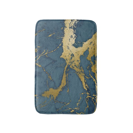 Blue Azul en Gold Marble Badmat (Voorkant Verticaal)