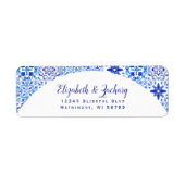 Blue Azulejos Arch Wedding Return Address Label (Voorkant)