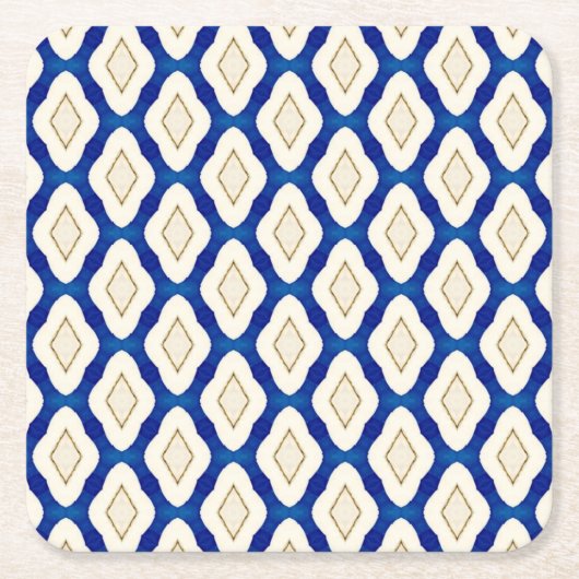 Blue Azulejos Ceramic Decor Square Paper Onderzett Kartonnen Onderzetters (Voorkant)