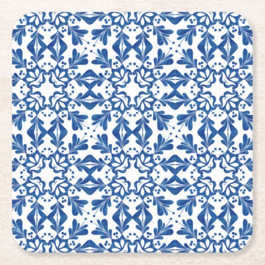 Blue Azulejos  Pattern Portugal Kartonnen Onderzetters (Voorkant)