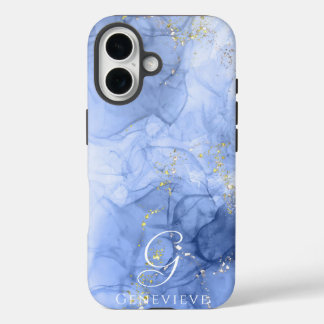 Blue Azure Waterverf Alcoholinkt iPhone 16 Hoesje
