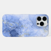 Blue Azure Waterverf Alcoholinkt  iPhone Hoesje (Achterkant horizontaal)