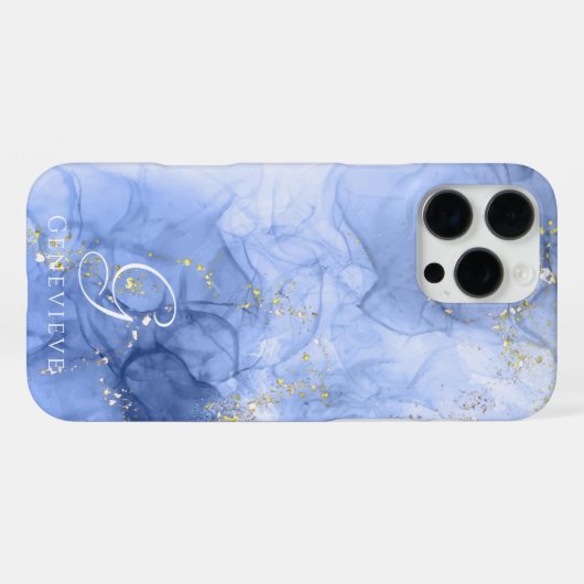 Blue Azure Waterverf Alcoholinkt  iPhone Hoesje (Achterkant horizontaal)