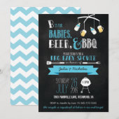 Blue Babies, Bier & BBQ Baby shower Uitnodiging (Voorkant / Achterkant)