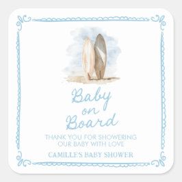 Blue Baby aan boord Zomer Baby shower Vierkante Sticker