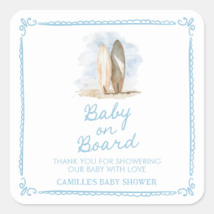 Blue Baby aan boord Zomer Baby shower Vierkante Sticker