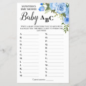 Blue Baby ABC tweetalige baby shower game-kaart Flyer (Voorkant)