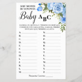 Blue Baby ABC tweetalige baby shower game-kaart Flyer (Achterkant)