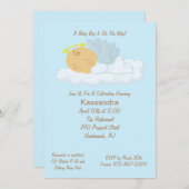 Blue Baby Angel Baby shower Uitnodiging (Voorkant / Achterkant)
