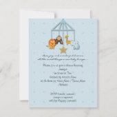Blue Baby Animal Mobiel Baby shower Uitnodiging (Voorkant)