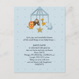 Blue Baby Animal Mobile Baby kondiging Aankondiging